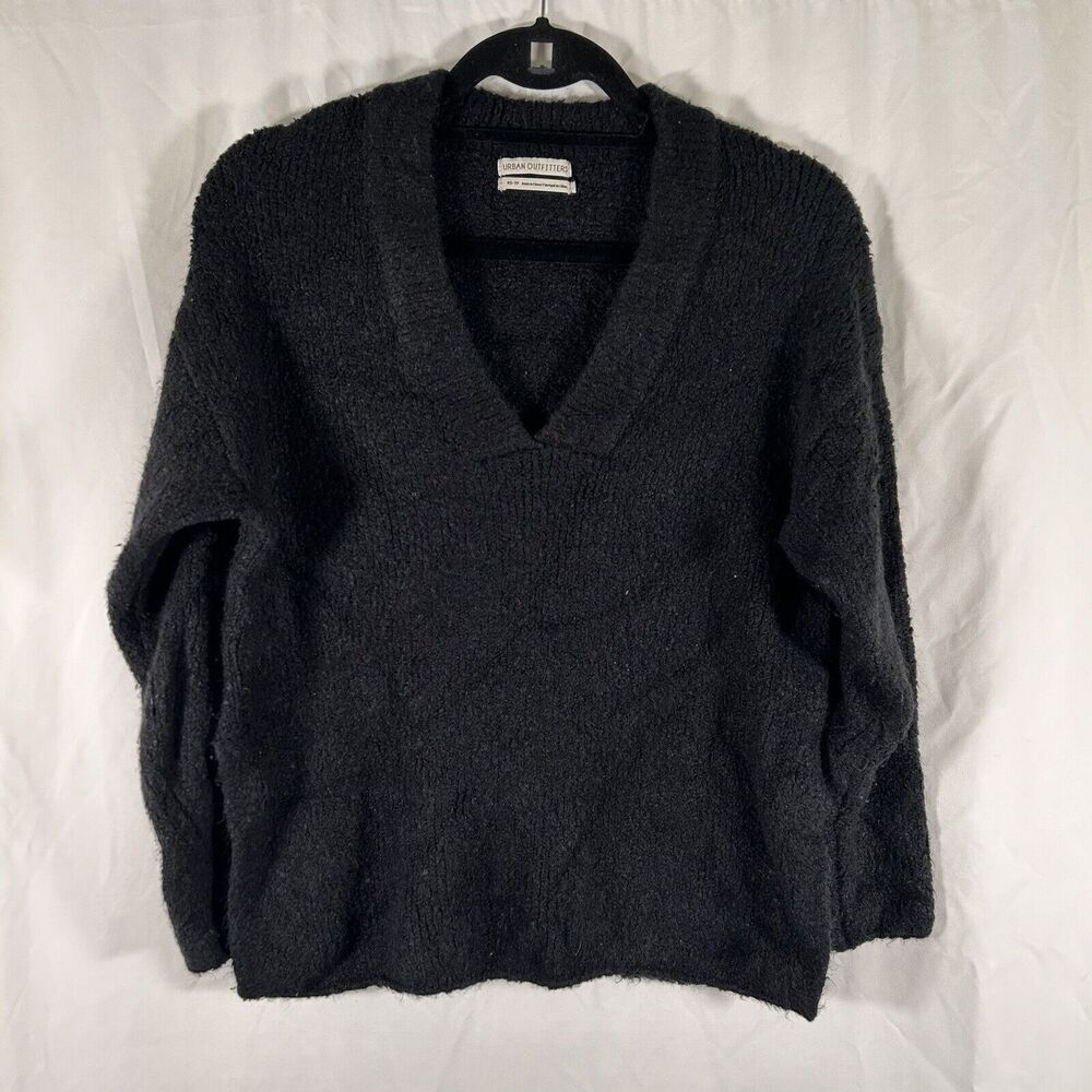 Urban Outfitter Sweater Women's XS Black Vneck Long Sleeve Slit Sides Pullover
